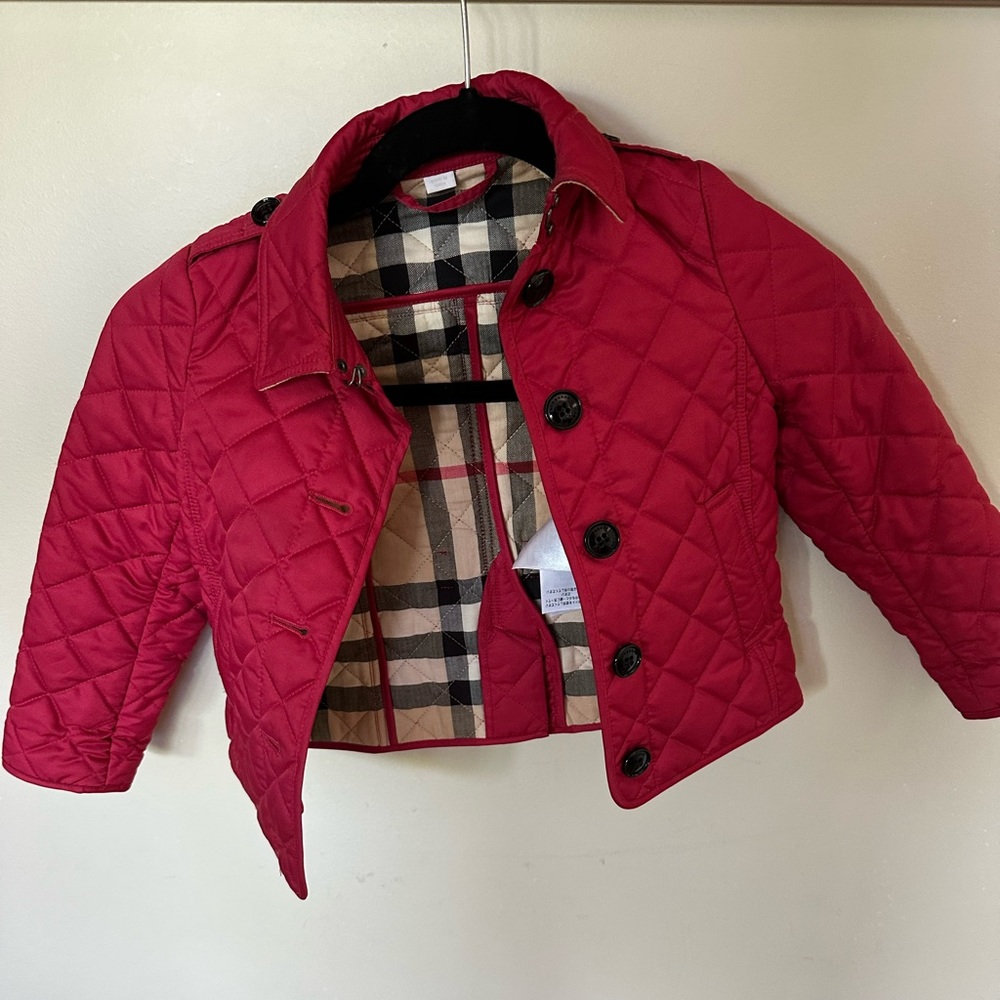 Girls Burberry jacket size 4Y red